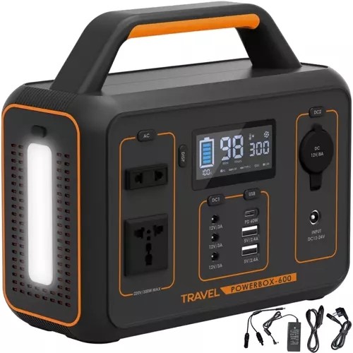 Centrala electrica portabila, 300W, 9 dispozitive simultan, incarcare retea/solara, 50/60Hz, 23x12x20cm, negru - imagine 10